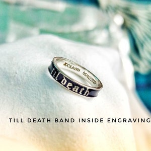 Personalized til death Ring in Solid 925 Sterling Silver, Men women Engraved Ring stamp  Custom ring Personalization Gift For Her, Love BFF