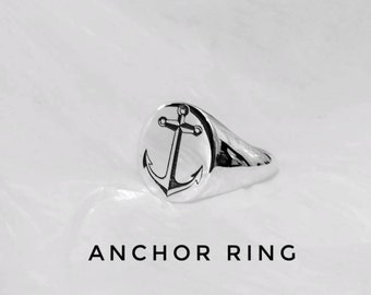 Anchor ring, Nautical Ring, Anchor Jewelry, Summer ring, Anchor Symbol Ring men and Women Ring, Engraved Ring, Personalized Silver rings BFF