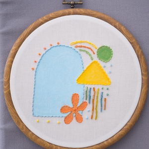 Abstract Colorful Embroidery Hoop | Beadwork and Embroidered Paint | Mixed Media Art
