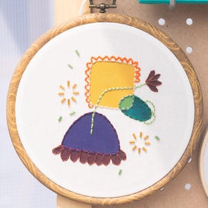 Abstract Colorful Embroidery Hoop | Beadwork and Embroidered Paint | Mixed Media Art