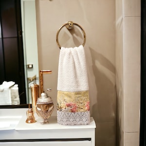 Serene Hydrangeas Hand Towel, bath hand towel, bathroom decor - Premium Cotton Towel with Tranquil Floral Design