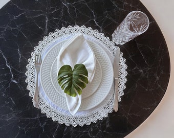 Round White Lace Placemat – Handmade Cotton Doily, Vintage-Inspired Table Decor, Elegant Table Setting, Wedding & Tea Party Accessory