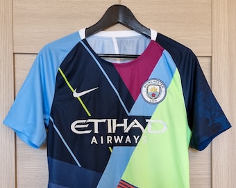 Manchester City LIMITED EDITION Celebration Football Soccer Shirt Jersey Rare Special Mash-Up MCFC The Citizens Fc shirtsUA
