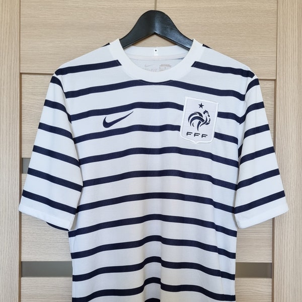 France 2011/2012 Away Football Soccer Shirt Jersey National Team Marianere Breton Stripe NT FFF 406303-105 shirtsUA