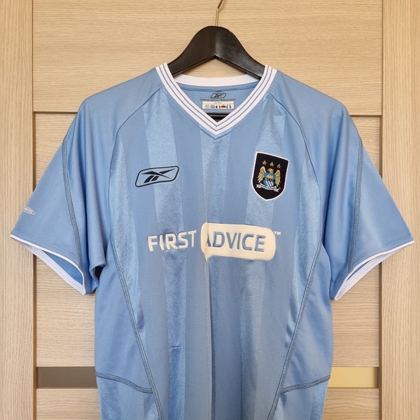 Manchester City 2003/04 Reebok Heim Fußball Trikot MCFC Etihad shirtsUA