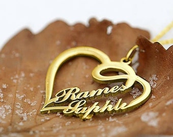 Double Name Necklace - Etsy UK