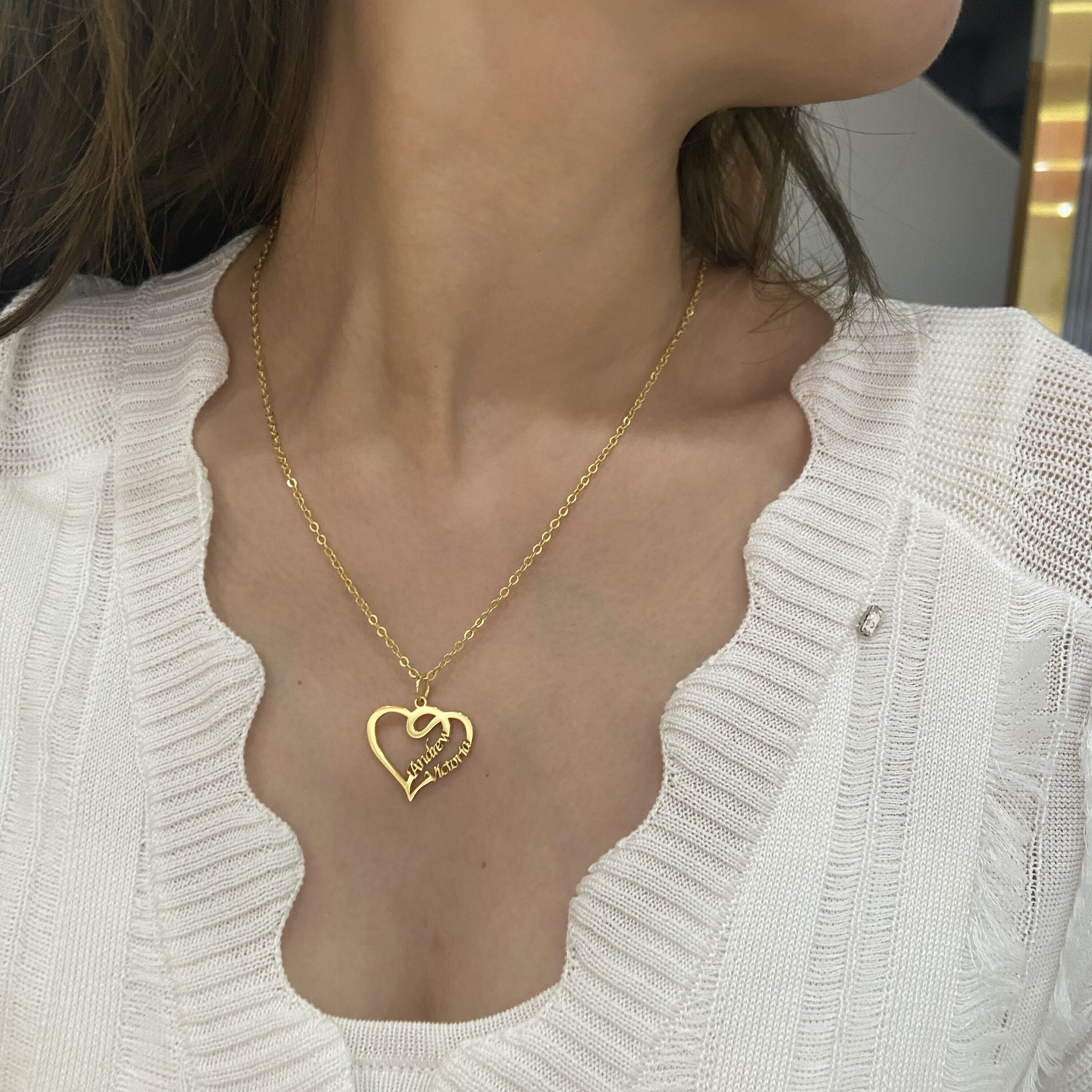 Overlapping Heart Two Name Necklace 