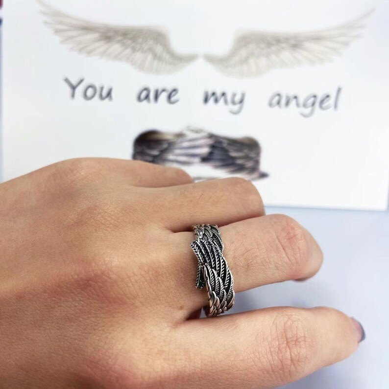 *NEW Women’s Adjustable Angel Wing Memorial 925 Sterling Silver Ring Size 4-7 *NEW Women’s Adjustable Angel Wing Memorial 925 Sterling Silver Ring Size 4-7