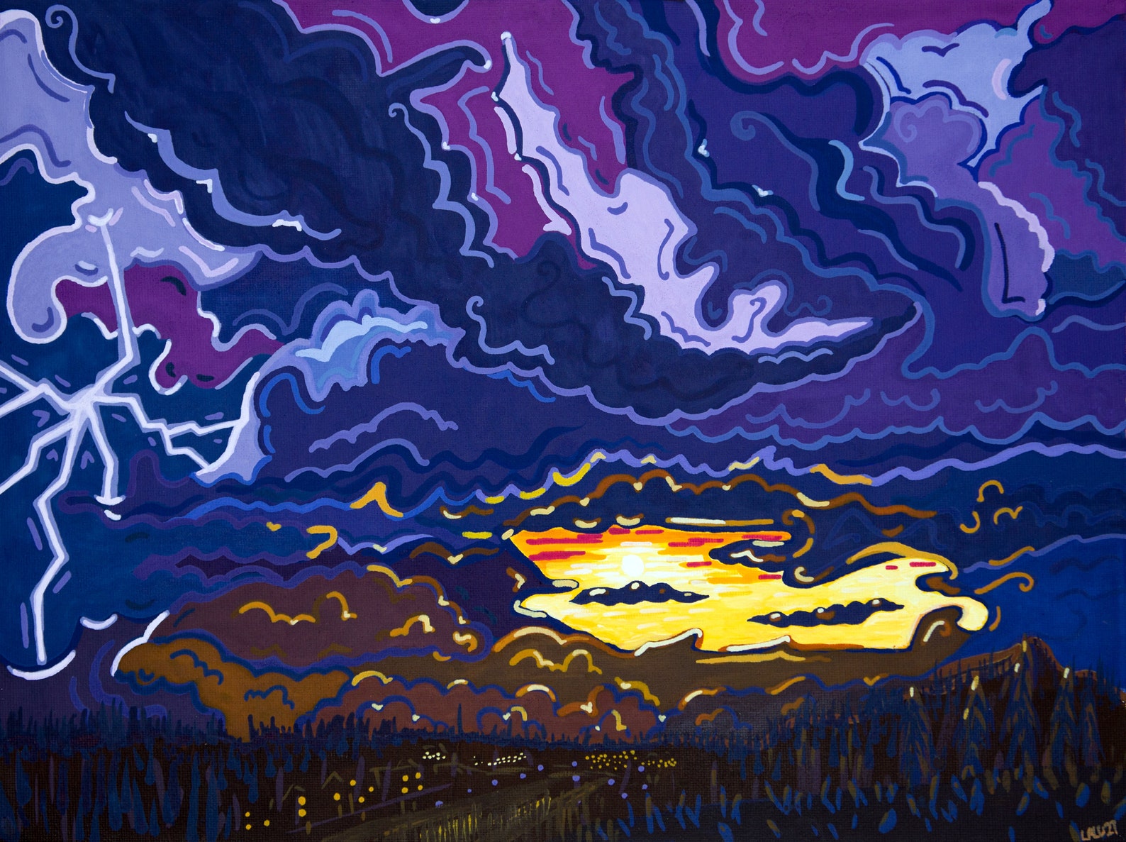 Portentous Original Painting Gouache on Canvas Board Etsy