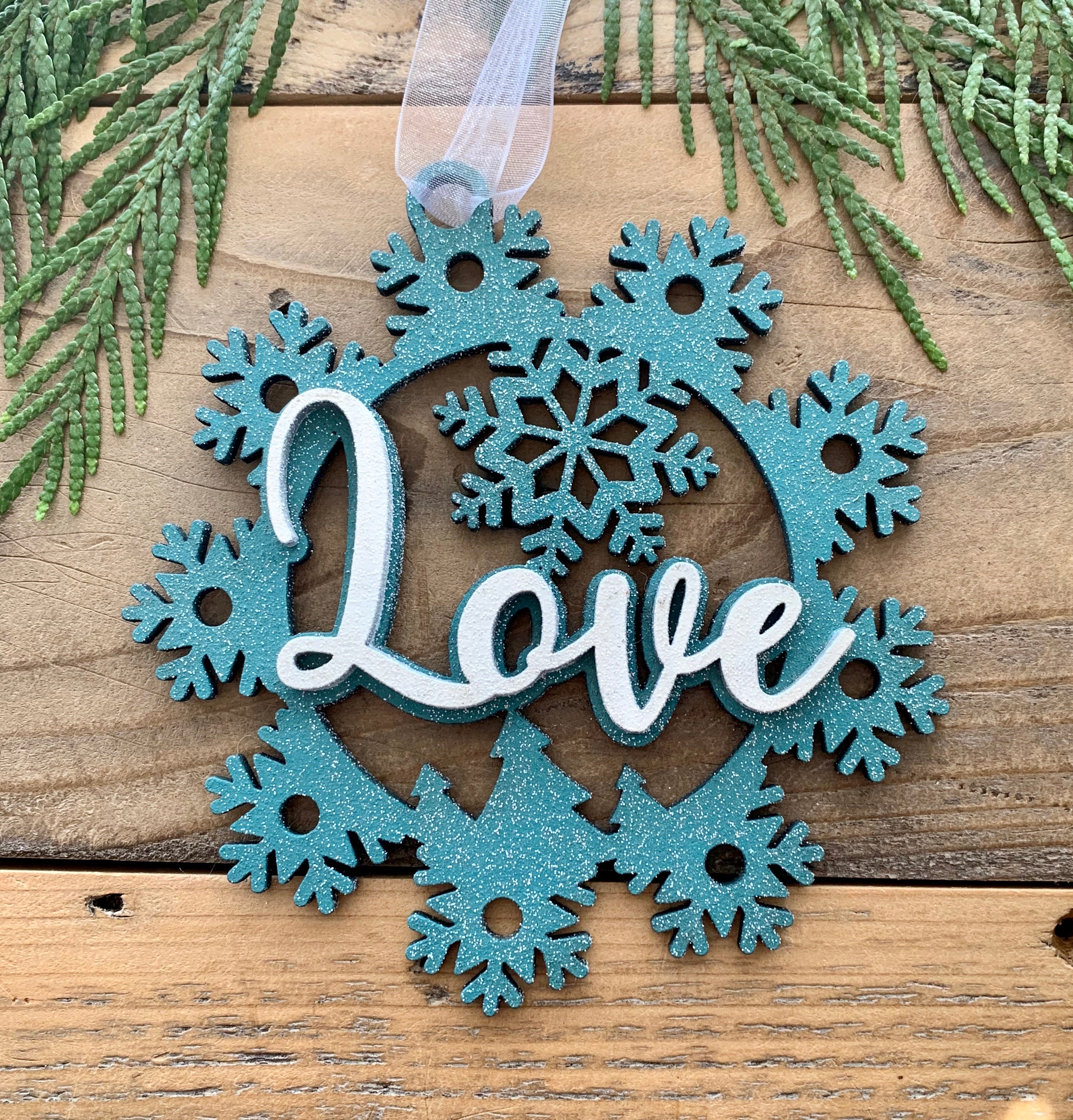 Snowflake Christmas Ornament Love Peace Joy Family  Etsy