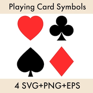 Playing Card SVG, Playing Card Suits Svg, Full Deck of Cards Svg, Commercial Use Svg, Poker Cards Suits Svg Cut Files for Cricut, Clipart