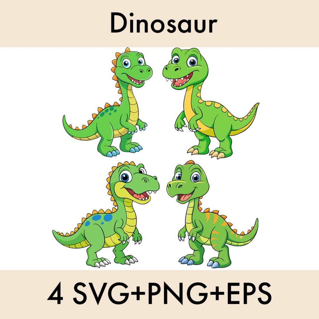 Cute Dinosaur Clipart SVG Bundle | Kids Dino T-rex (digital Download ...