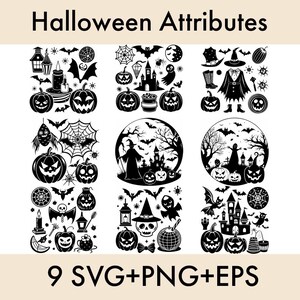 Halloween SVG Clipart Bundle, Schnittdateien (PNG, EPS)