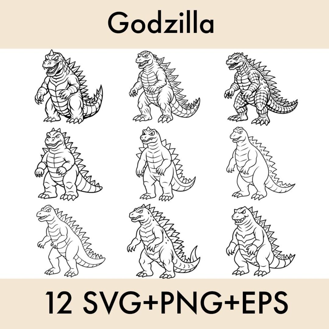 12 Godzilla svg Bundle, Godzilla svg, Godzilla Silhouette, Godzilla ...