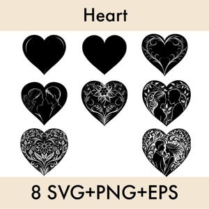 Heart svg, Heart Bundle png, Hand Drawn Heart svg, Valentine&#39;s Day Heart, Cricut, Silhouette, Vector, ClipArt, Instant Digital Download