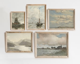 Vintage Gallery Wall Print Set / Decoración de arte de granja neutral / Paisajes rústicos - DESCARGA DIGITAL imprimible