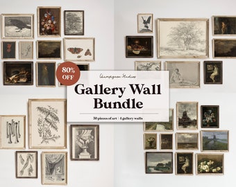 Gallery Wall Bundle Pack | Over 30 Pieces of Vintage Art | Dark Academia Room Decor | Victorian Antique Sketch - Printable DIGITAL DOWNLOAD