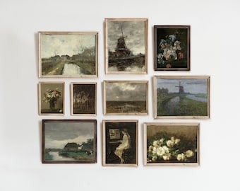 Dark Academia Gallery Wall Print Set | Antique French Victorian Art Decor | Moody Prints - Printable DIGITAL DOWNLOAD
