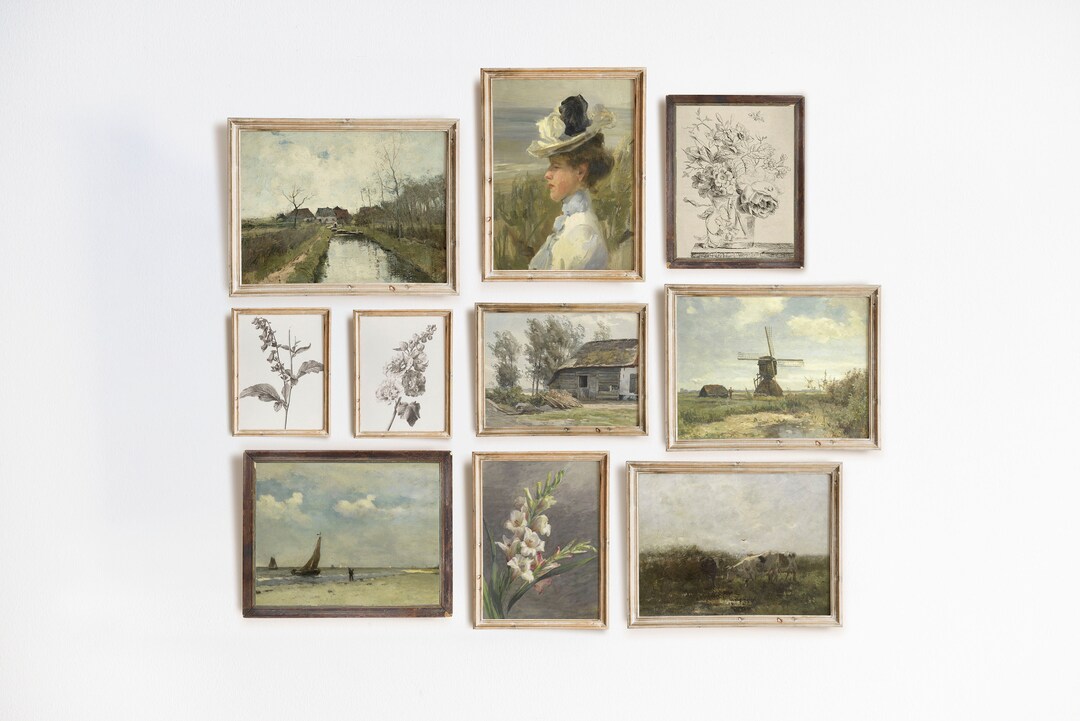 Vintage Gallery Wall Print Set | Neutral Farmhouse Art Decor ...