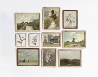 Vintage Gallery Wall Print Set / Decoración de arte de granja neutral - DESCARGA DIGITAL imprimible