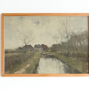 French Country Oil Painting | Cottagecore Landscape | Pastoral Landscape | Printable Wall Art for instant DIGITAL DOWNLOAD