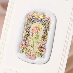 Sello cuadrado de rosa, Sello de cera, Sello decorativo de sello de cera, Sobre/Carta de invitación/Caja de regalo/Sello decorativo de cuenta de mano
