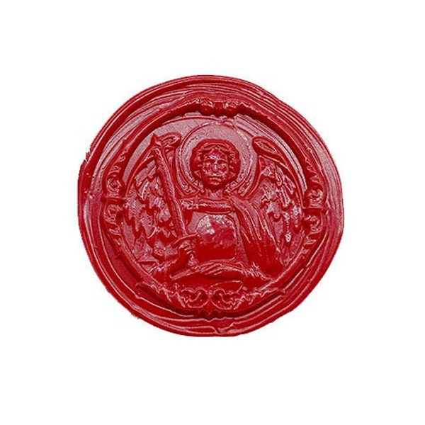 Fire lacquer wax seal seal, 3D embossed seal of angel holding sword, decorative seal of envelope hand account wax seal