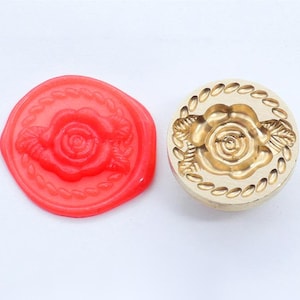 Sello de rosa en relieve 3D, sello de sello de cera, sello decorativo de sello de cera, sobre / carta de invitación / caja de regalo / sello decorativo de cuenta de mano