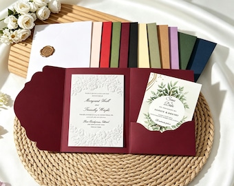 Fancy Trifold Envelopes,7.1x5.12in Envelope for Wedding Invitation,Greeting Card,Bridal Shower,Luxury Paper Envelopes for Event Stationery