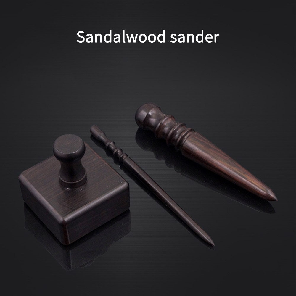 3-piece Leather Burnishing Tool Set Tapered Wood Slicker, Slim Edge Tool  and Burnishing Cube 
