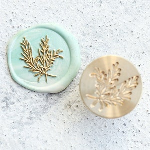 Carimbo de cera, carimbo de plantas-ramos e folhas, carimbos decorativos para envelopes/cartões de felicitações/convites/caixas de presente