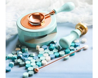 Wax seal stamp，Mint green fire lacquer furnace, romantic and fresh mint color heating tool combination