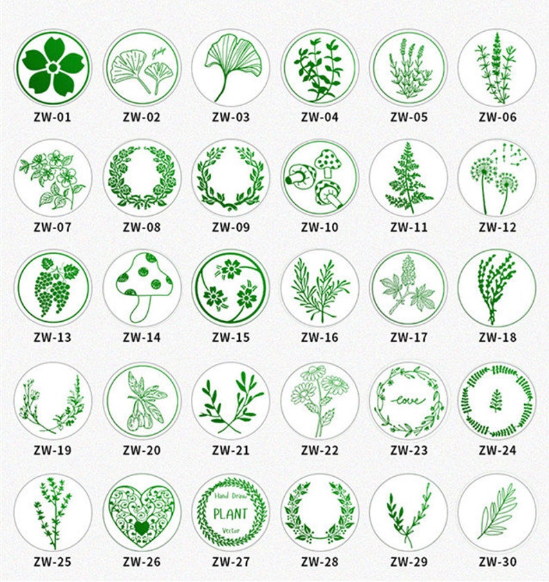 Plant Series Wax Seal Stamp,green Leaf Seal,flower Seal,envelope ...