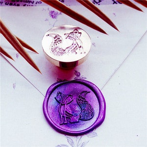 Lindo sello de zorro, sello de cera, sello decorativo de sello de cera, sobre / carta de invitación / caja de regalo / sello decorativo de cuenta de mano