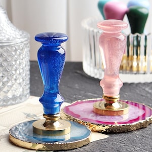 Accessoire de sceau de cire, Poignée d’accessoire de jeu de timbre de peinture de feu, Poignée bleue, Poignée rose
