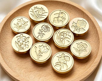 Green Plant Series Wax Seal Stamp,Flower Seal,Decorative Wax Seal for Wedding Invitation,Envelope Sealing,Journaling,Handmade Craft Gifts