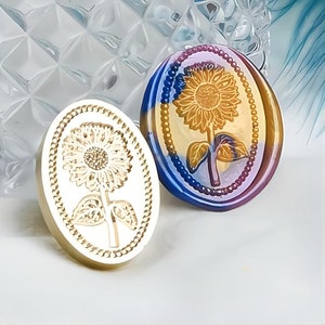 Sello de girasol, sello de cera, sello decorativo de sello de cera, sobre/carta de invitación/caja de regalo/sello decorativo de cuenta de mano