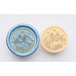 Carimbo de cera, série de montanhas, rios e lagos, selo de cera personalizado para convites de casamento, carimbo de casamento, carimbo de férias