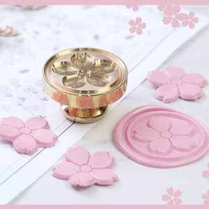 Simple flor de cerezo sello rosa flor de cerezo de cobre cabeza de cobre sobre sello decoración de estilo retro cuenta de mano caja de regalo sello