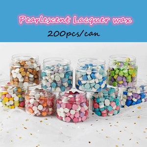 200pcs cera de sellado de laca, partículas de cera nacaradas mezcladas, tarjeta de felicitación de cuenta de mano de mano carta de invitación cera cera de sellado,