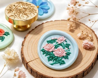 3D Relief Peony Wax Seal Stamp,Flower Seal,Decorative Wax Seal for Wedding Invitation,Envelope Sealing,Journaling,Handmade Craft Gifts