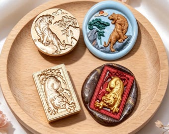 3D Relief Tiger Wax Seal Stamp,Wildlife Design -Tiger Seal,Decorative Sealing Wax Stamp for Journal,Envelope,Wedding Invitation Gift Wrap
