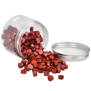 200pcs Cera sigillante perlescente ottagonale, ceralacca, ceralacca rossa, perline sigillanti a cera per la sigillatura e la decorazione delle buste