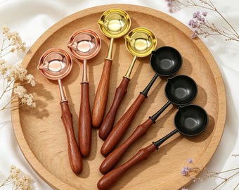 Wood Handle Wax Seal Stamp Spoon,Wax Bead Melting Tool,Wax Seal Tool for Wedding Invitation Envelope,DIY Craft Sealing Accessories
