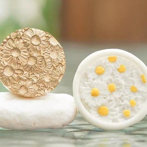 Sello de margarita en relieve-CM02, sello de sello de cera, sello decorativo de sello de cera, sobre / carta de invitación / caja de regalo / sello decorativo de cuenta de mano