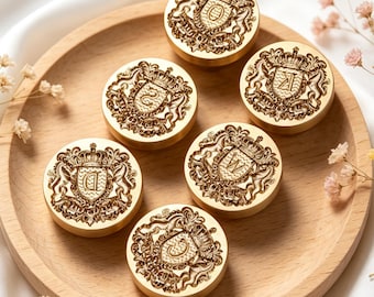 European Crest Emblem Initial Wax Seal Stamp,3D Embossed 26 Letters Seal,Crest Emblem Wedding Invitation Envelope Sealer,DIY Craft Gift
