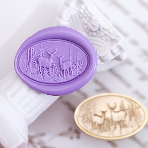 3D-reliëf bos hert zegel，Lakzegelstempel，Lakzegel decoratieve zegel, envelop/uitnodigingsbrief/geschenkdoos/handboek decoratieve zegel