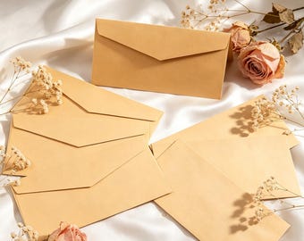 8.6x4.3in Thick Kraft Paper Envelopes,Kraft Paper Envelopes for Greeting Cards,Wedding Invites,Handwritten Letters,Junk Journal,Scrapbooking