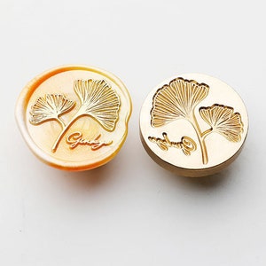 Sello de ginkgo biloba, sello de sello de cera, sello decorativo de sello de cera, sobre / carta de invitación / caja de regalo / sello decorativo de manual