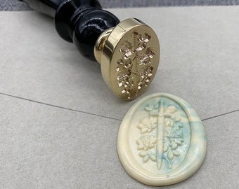 Wax seal stamp, sword and rose decoration stamp, 3D three-dimensional embossed stamp, hand account envelope sealing wax stamp